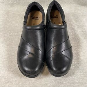 Clarks Women’s 7.5 Channing Ann Black Slip On Loafers soft cushion